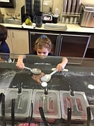 Audrey mixes ice cream